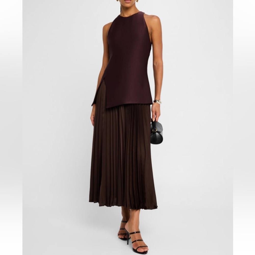 ALC Elegant Brown Pleated Dress